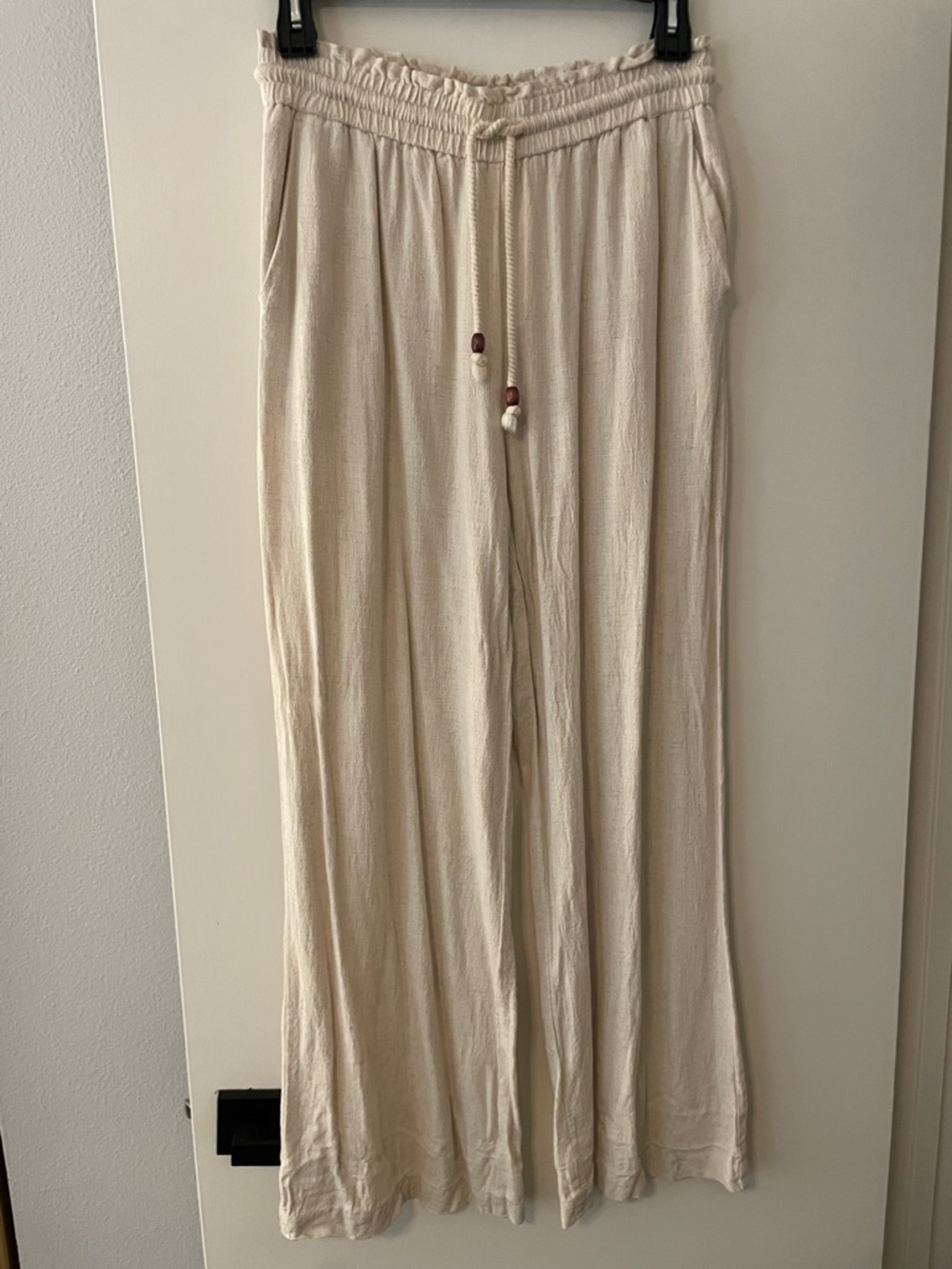 Zara Beige Wide-Leg Drawstring Pants